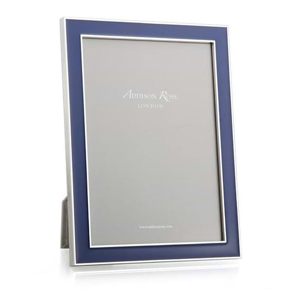 Navy Blue Enamel & Silver Frame