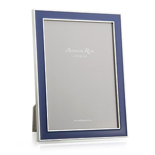 Navy Blue Enamel & Silver Frame