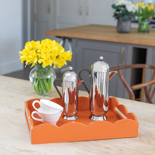 Orange Medium Lacquered Scallop Serving Tray