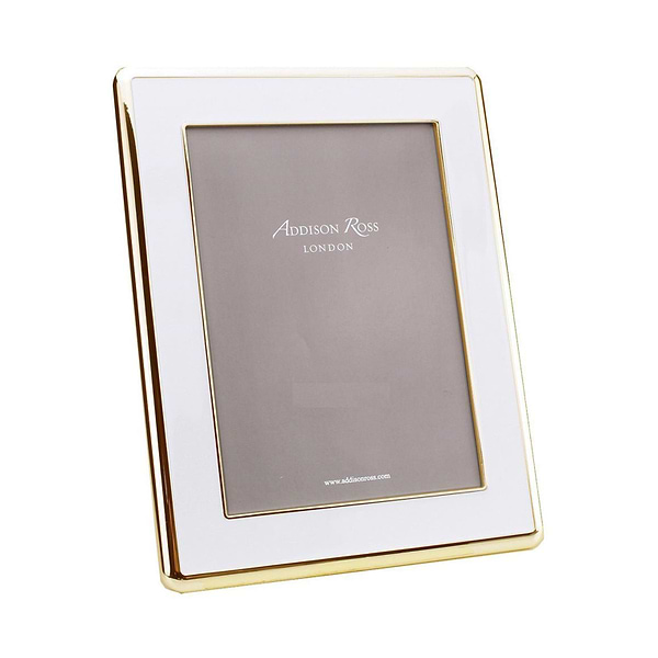 White Enamel & Gold Curve Frame