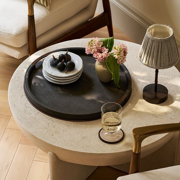 Large Round Anthracite Shagreen Tray