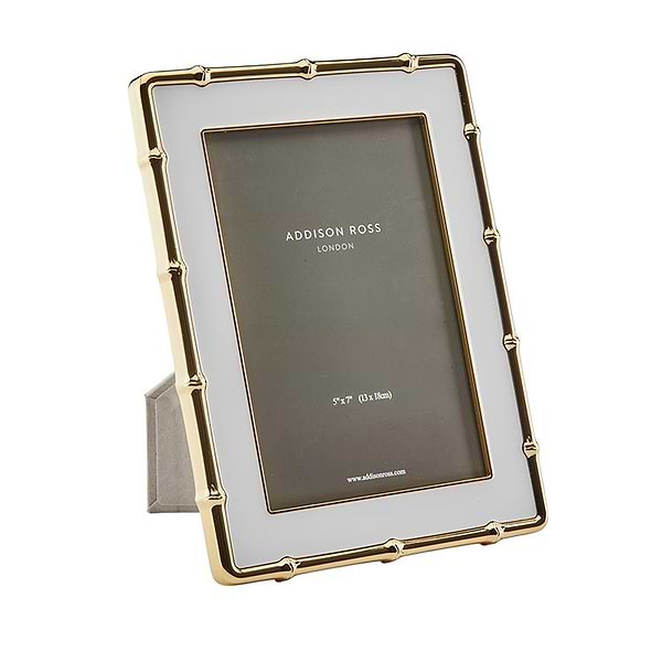 White & Gold Bamboo Enamel Photo Frame