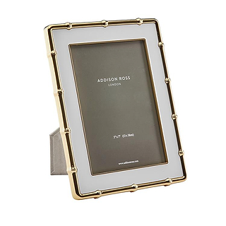 White & Gold Bamboo Enamel Photo Frame