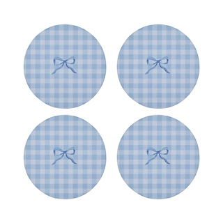 Blue Gingham Coasters- Set of 4