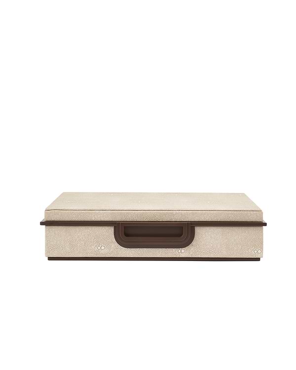 Large Ecru Faux Shagreen Box