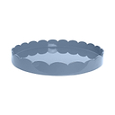 Chambray Blue Round Large Lacquered Scallop Ottoman Tray – Limited Edition