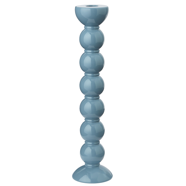 Extra Tall Chambray Blue Bobbin Candlestick - 33cm