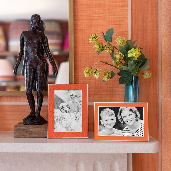 Orange Enamel & Silver Frame