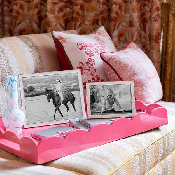 White Enamel & Silver Frame