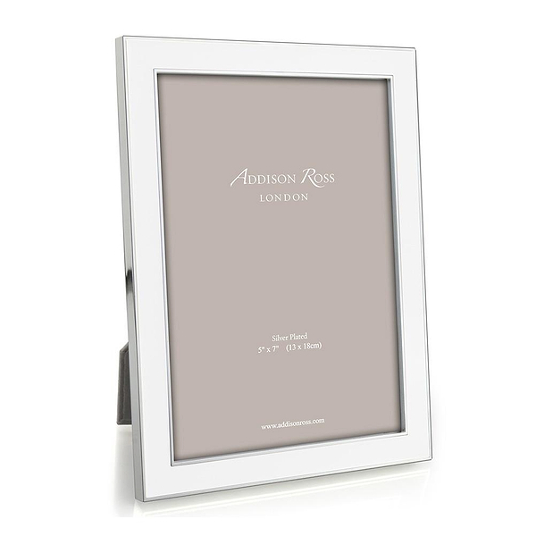 White Enamel & Silver Frame