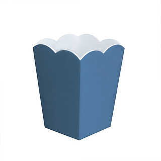 Scalloped Lacquer Bin – Denim & White