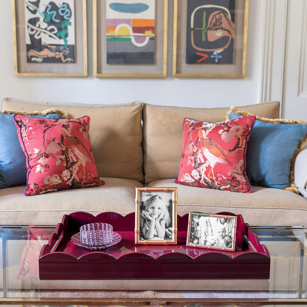 Cherry Large Lacquered Scallop Ottoman Tray