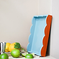 Orange & Chambray Lacquered Scallop Small Two-Tone Tray