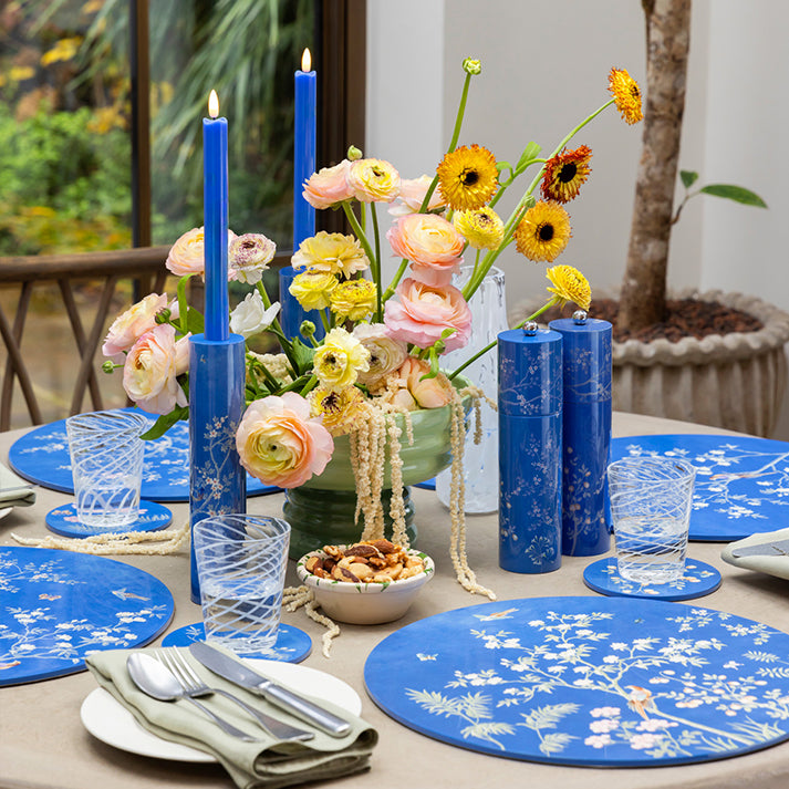 Kék Chinoiserie gyertyatartó