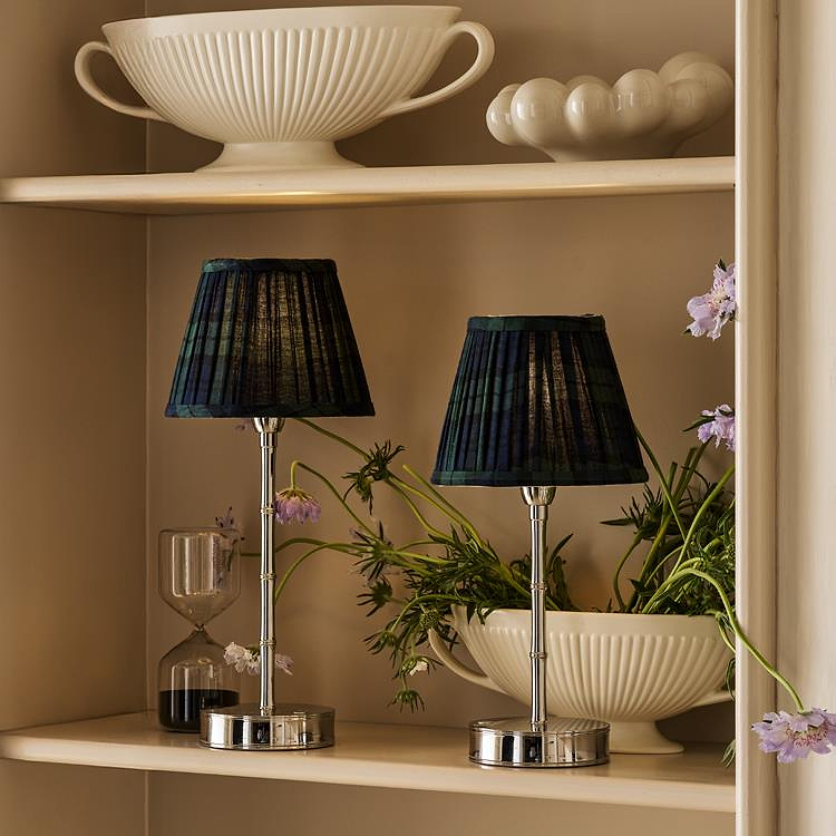 Navy Tartan Empire Lampshade - 16cm