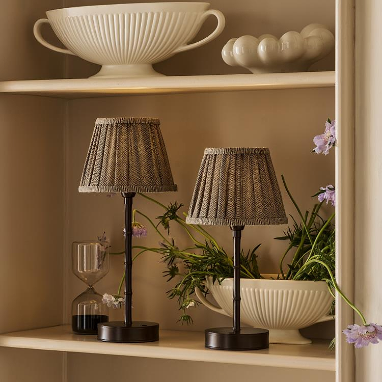 Herringbone Beige Empire Lampshade - 16cm