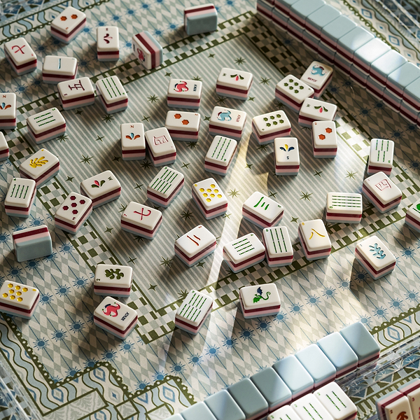 Ikat Green Mahjong Mat