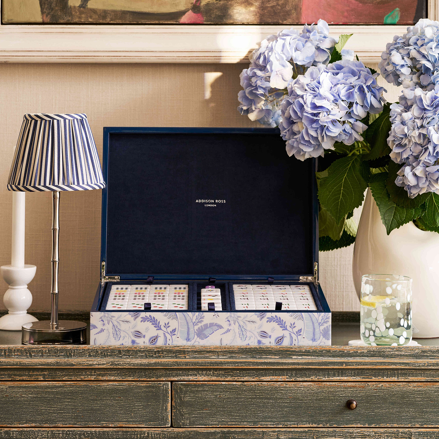 Palm Beach Blue Lacquered Mahjong Set
