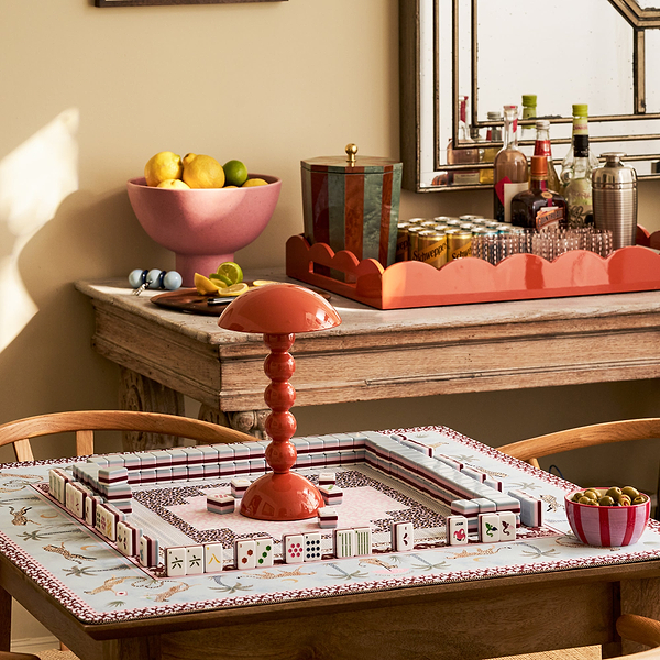 Orange Large Lacquered Scallop Ottoman Tray