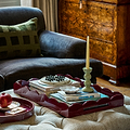 Cherry Large Lacquered Scallop Ottoman Tray