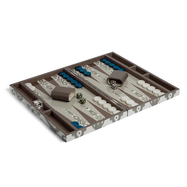Ikat Mink Lacquered Backgammon Set