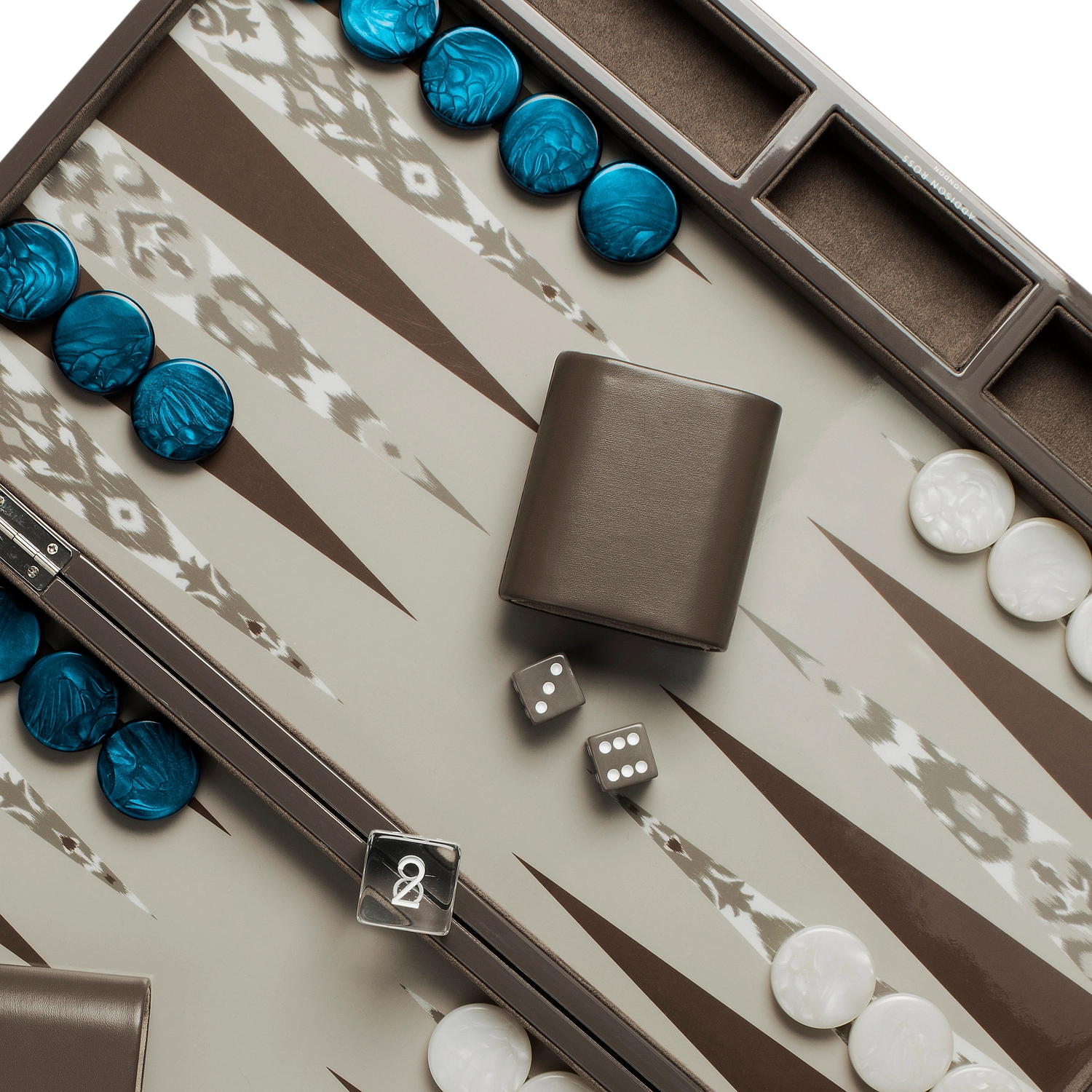 Ikat Mink Lacquered Backgammon Set