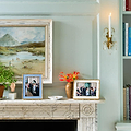 Pale Denim & Gold Bamboo Enamel Photo Frame