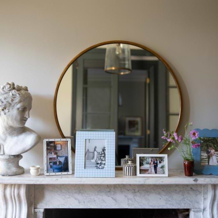 Blue Gingham Lacquer Photo Frame