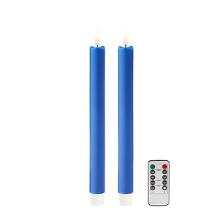 Blue Wax LED Candles - Set of 2