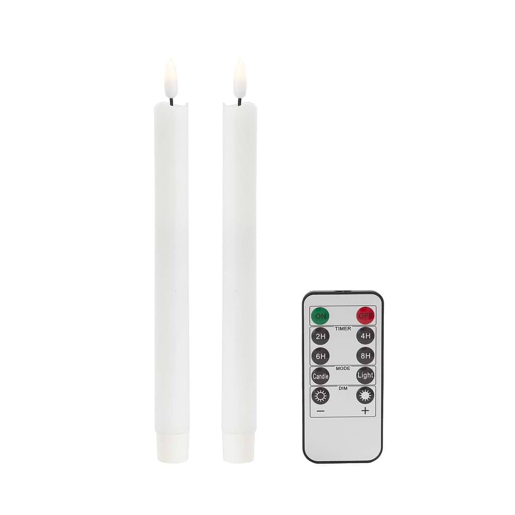White Wax LED Candles - Set of 2