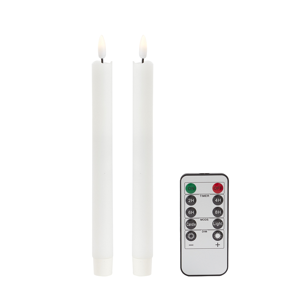 White Wax LED Candles - Set of 2