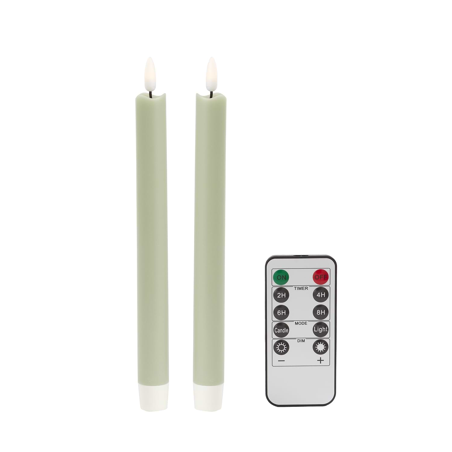 LED-Kerzen aus salbeifarbenem Wachs – 2er-Set