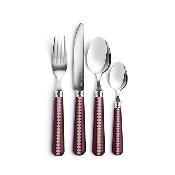 Bobbin-Besteck in Kirschrot & Cappuccino – 16-teiliges Set