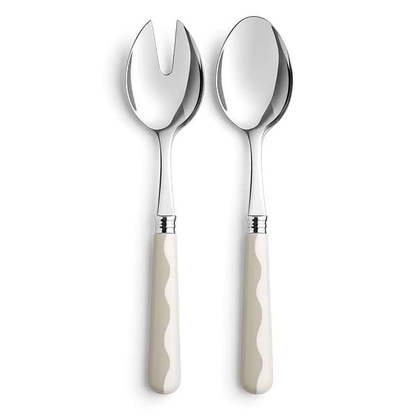 Wave Salad Servers - Cappuccino & White (2‑Piece Set)
