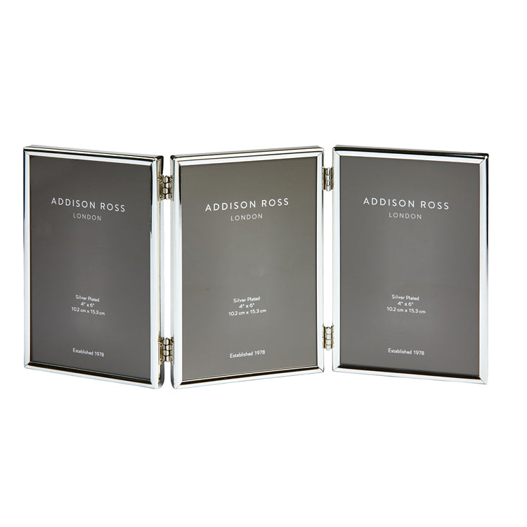 Fine Edged Silver Triple Photo Frame
