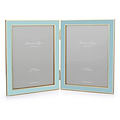 Powder Blue Enamel & Gold Double Frame