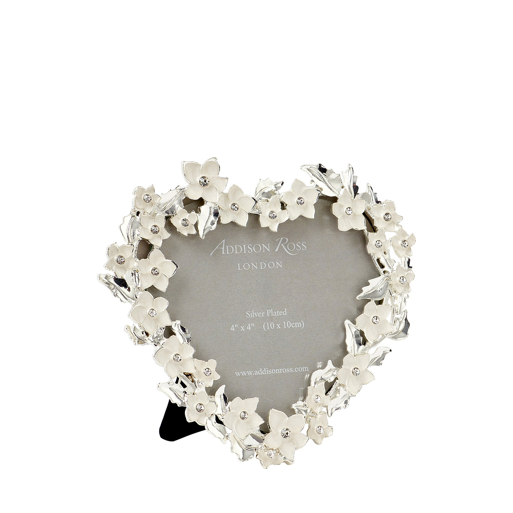 Silver & White Heart Flower Frame
