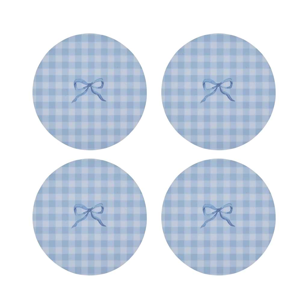 Blue Gingham Coasters- Set of 4