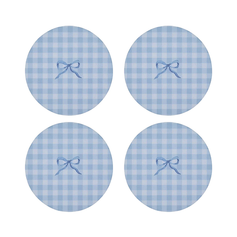 Blue Gingham Coasters- Set of 4