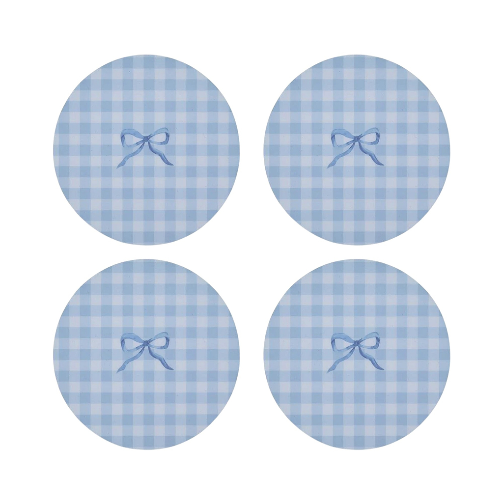 Blue Gingham Coasters- Set of 4