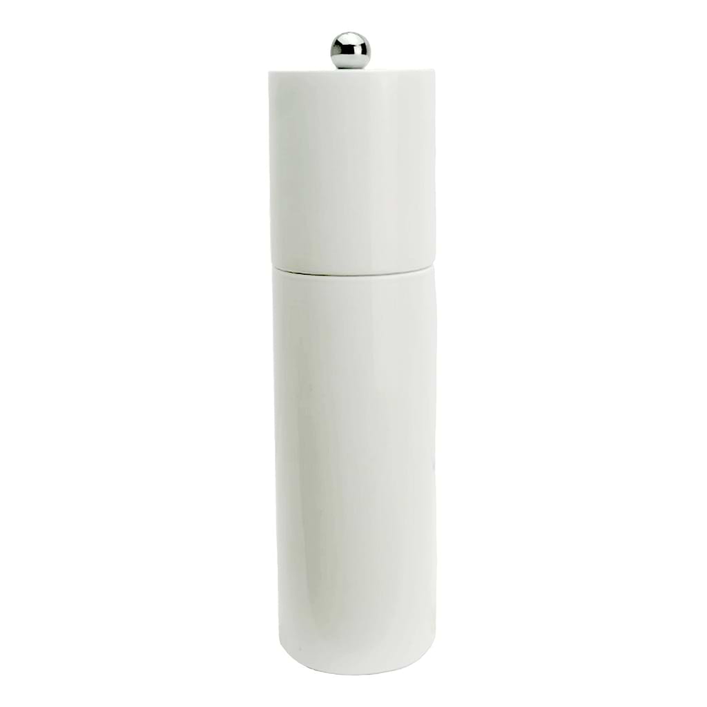 White Round Column Salt or Pepper Mill