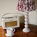Ikat Empire Lampenschirm in Kirschrot und Cappuccino - 25cm