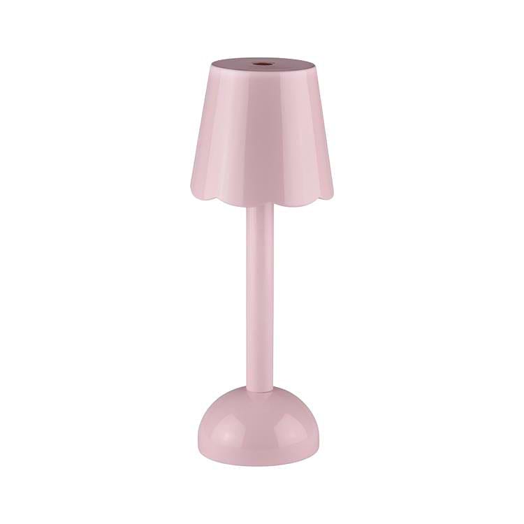 Blassrosa Lampe mit Muschelkantendetail – kabellose LED-Lampe