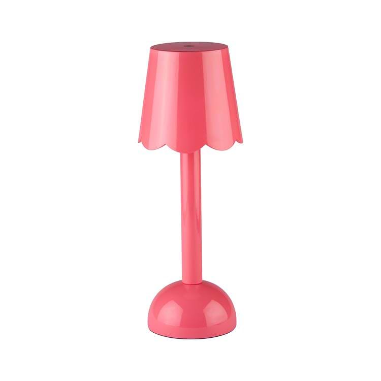 Wassermelonenrosa Lampe mit Muschelkantendetail – kabellose LED-Lampe