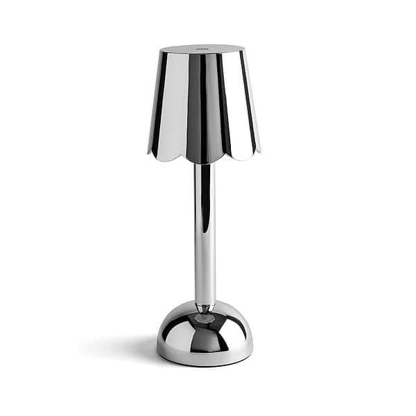 Lampe LED Bobbin rechargeable en laque chromée