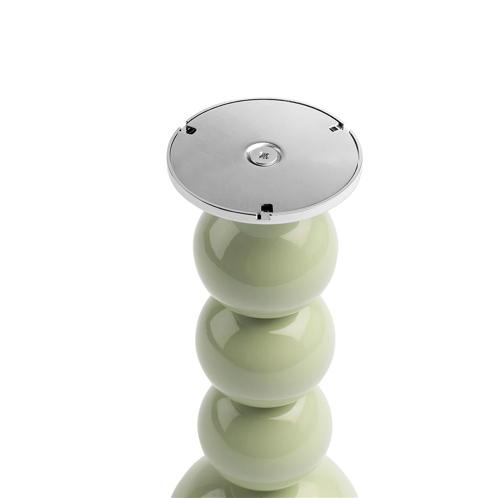 Small Sage Bobbin Lacquered Lamp Base & Rechargeable Bulb - 19cm