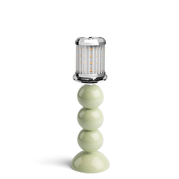 Small Sage Bobbin Lamp Base & Rechargeable Bulb - 19cm