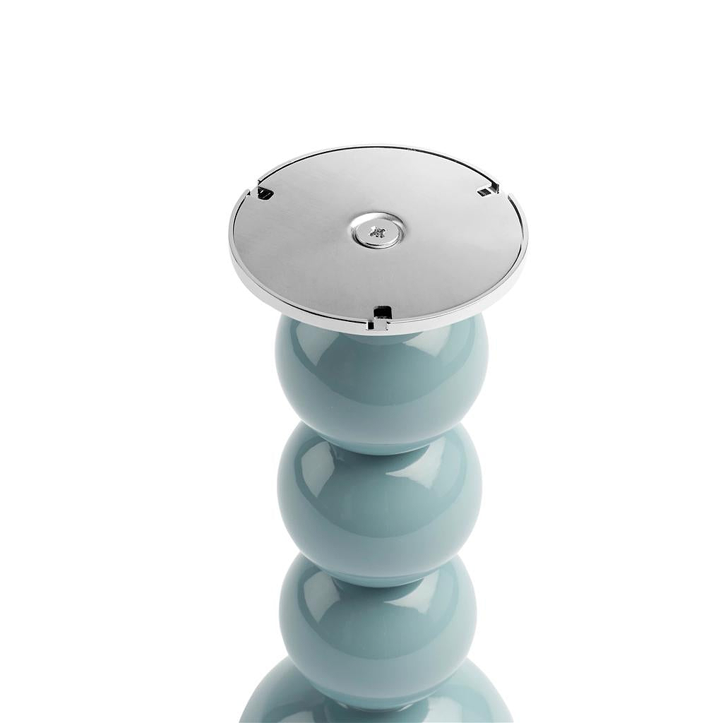 Kleiner Chambrayfarbener Bobbin-Lampenfuß & wiederaufladbare Glühbirne - 19cm