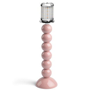 Tall Mauve Bobbin Lacquered Lamp Base & Rechargeable Bulb - 34cm