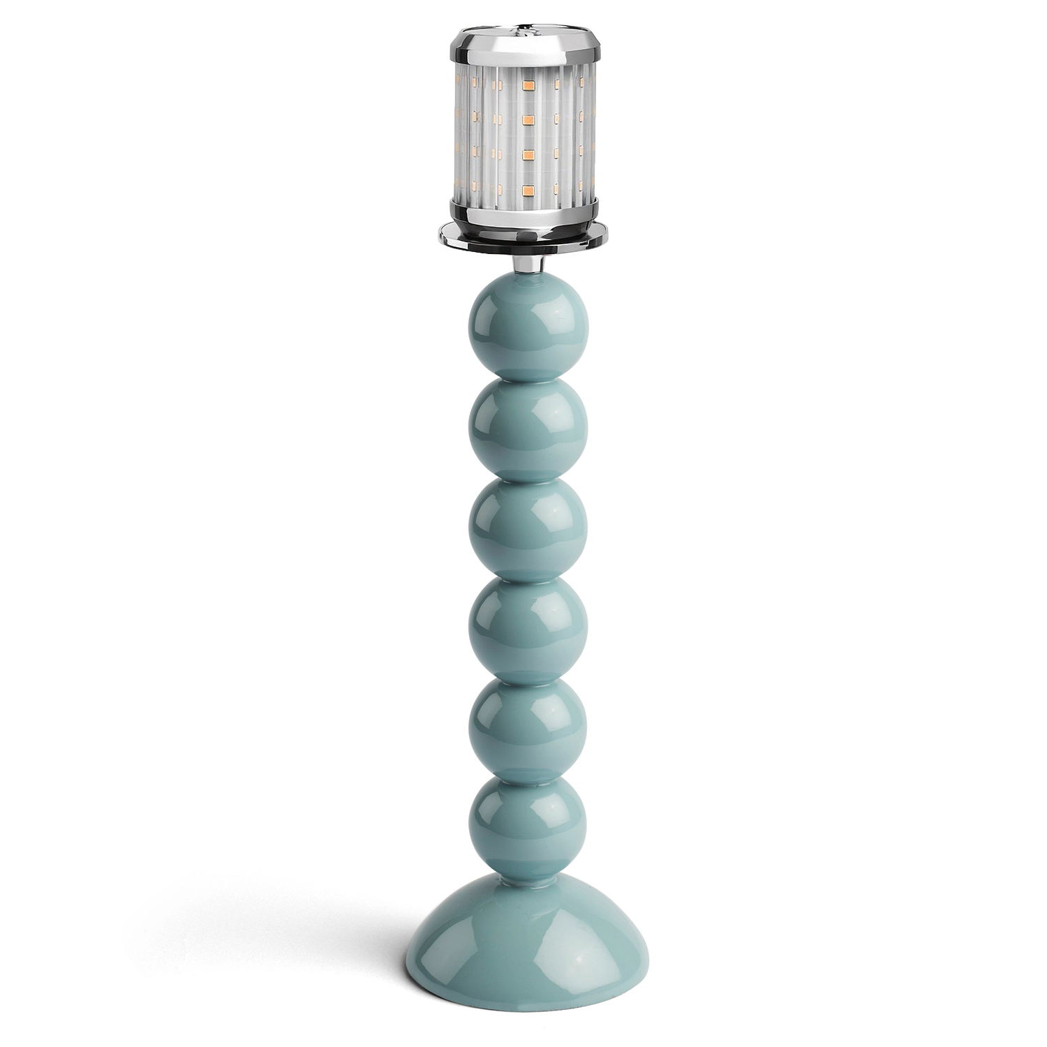 Tall Chambray Bobbin Lacquered Lamp Base & Rechargeable Bulb - 34cm